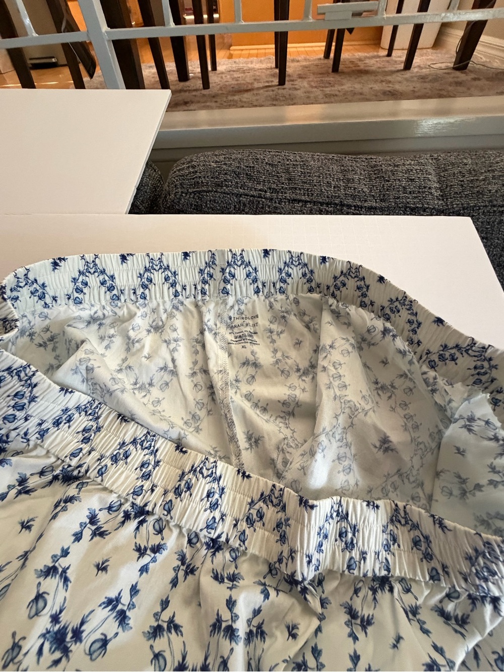 ThirdLove Cream Top with Blue Floral Print light material perfect for summer - Picture 7 of 10